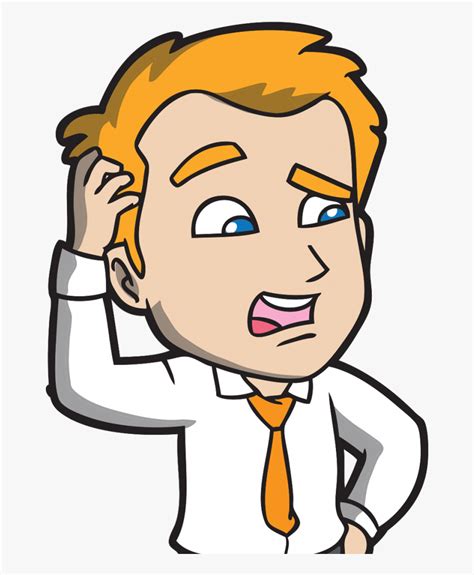 Transparent Confused Face Png Cartoon Man Scratching His Head Free