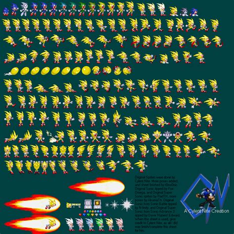 Super Sonic Custom Sprites Mod Genats Styled Super Sonic Sprite
