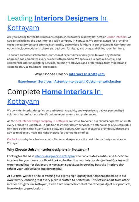 Interior Designers In Kottayam By Unison Interiors Issuu