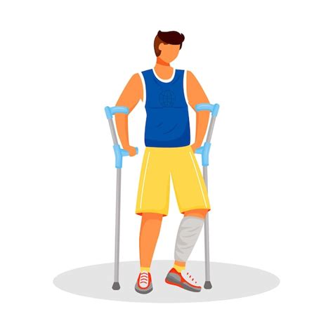Premium Vector Man With Crutches Character