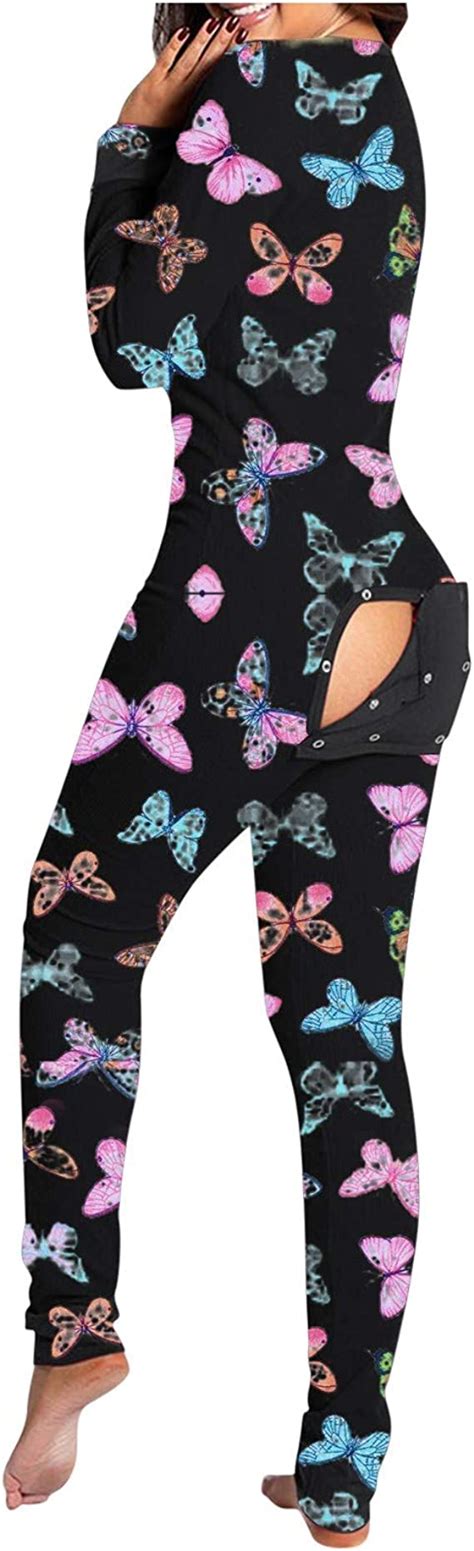 onesie pajamas butterfly graphic sleepwear onesies for women with butt flap adult thermal