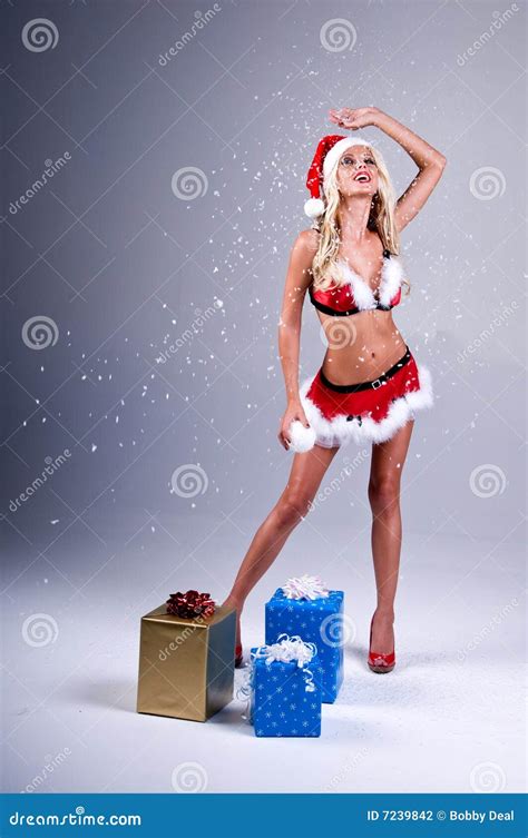 Mme Sexy Santa With Snow Photo Stock Image Du Femme Blanc 7239842