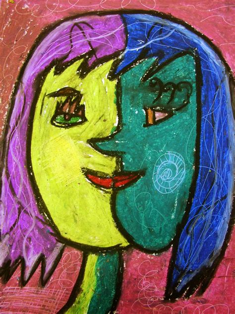 Deep Space Sparkle Art Lessons For Kids Oil Pastel Picasso Faces Art