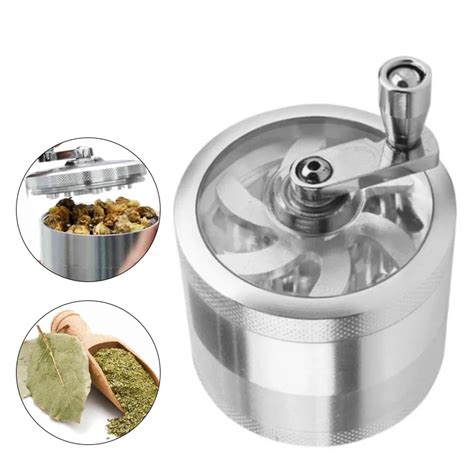 4 layer tobacco grinder mill manual aluminum herbal herb spice mill grass smoke crusher hand