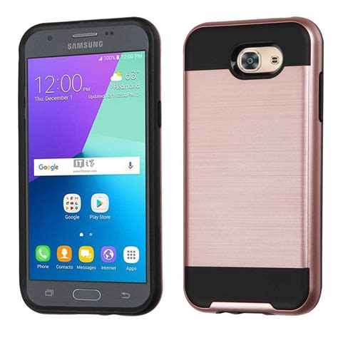 Samsung Galaxy J3 Luna Pro Brushed Metal Hybrid Case Phone Cover