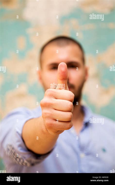 Man Showing Thumb Up Okay Sign Stock Photo Alamy