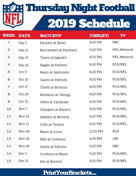 Week 6 Printable Nfl Schedule Green Bay Packers At Atlanta Falcons