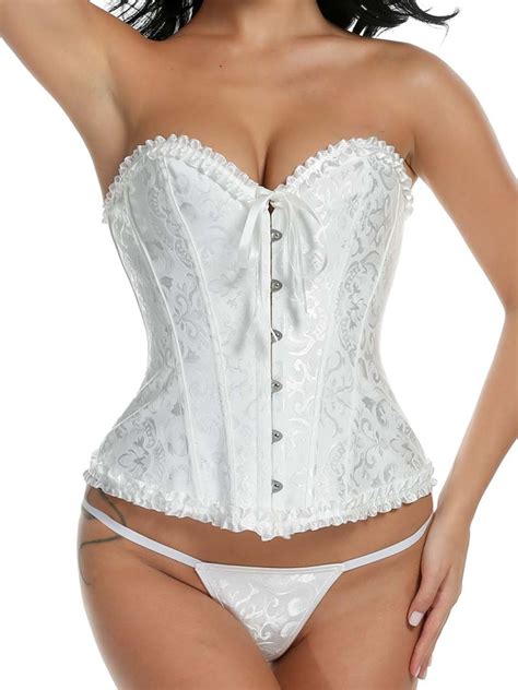 Sexy Womens Fashion Lace Up Overbust Corset Plus Size Waist Training Corsets Bustier Top
