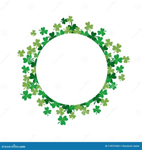 Circle Made Of Green Small Shamrocks Leaf Vector Stock Vector