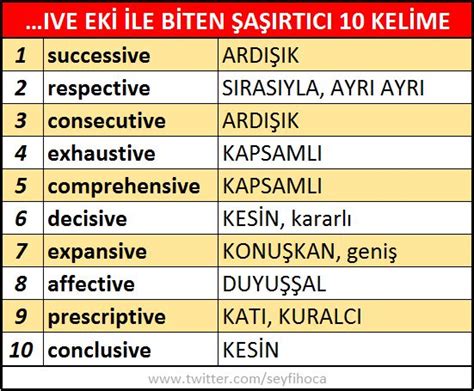 ive eki ile biten 10 ingilizce kelime | Ingilizce, Ingilizce dilbilgisi