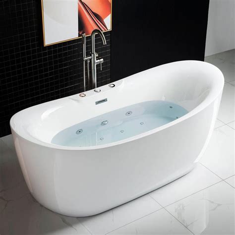 WOODBRIDGE Padova In Acrylic Freestanding Double Slipper Whirlpool And Air Bathtub With