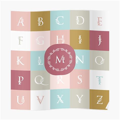 Colorful Vintage Alphabet Poster By Decor2love Redbubble