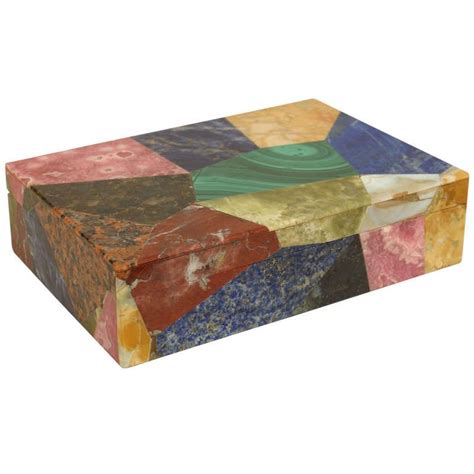 20th Century Italian Specimen Onyx And Marble Box Marble Box Antique