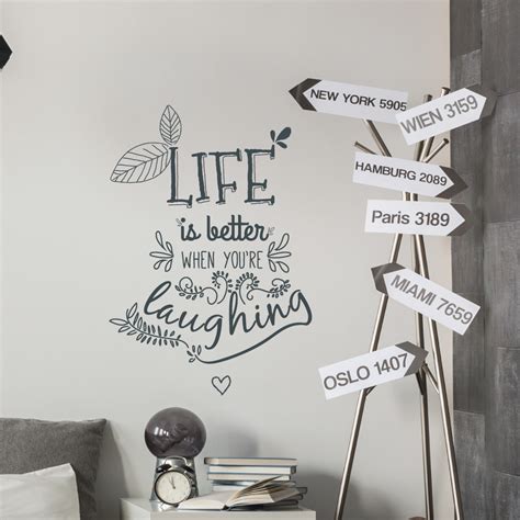 Life And Laughter Floral Wall Quote Sticker Wallboss Wall Stickers