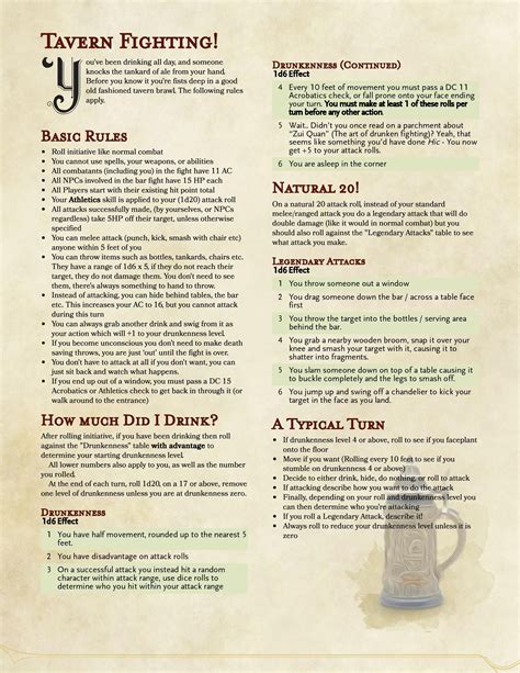 Homebrew Tavern Fighting Rules 5e Album On Imgur Dungeons And