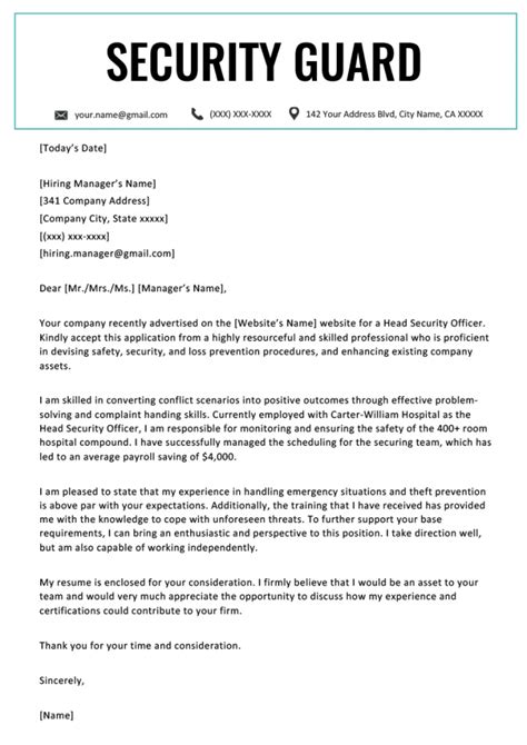 Career specific examples · live chat · create letters in minutes Security Officer Cover Letter Samples & Templates Download