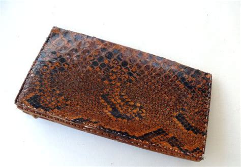 Brown Vintage Leather Snakeskin Clutch Bag Leather Snake Skin Etsy
