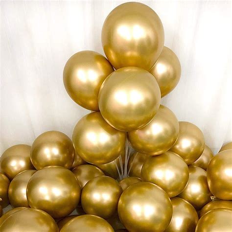 50pcs Gold Chrome Balloons 14 Inch Metallic Latex Balloons