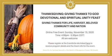 Thanksgiving Devotional And Spiritual Unity Feast Interfaith Council