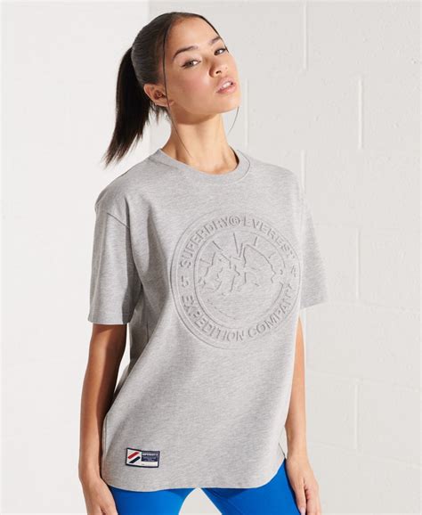 Womens Expedition Embossed T Shirt In Grey Marl Superdry Uk