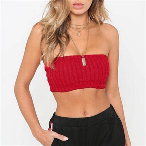 Buy Feitong Sexy Strapless Tops Women Casual Solid