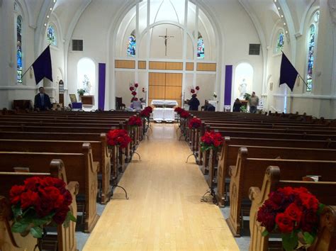 Traditional Church Wedding Decorations Red Rose Aisle