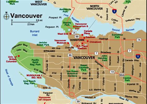 Map Of Vancouver Canada Free Printable Maps