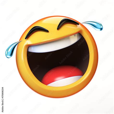 Happy Cry Emoji Isolated On White Background Laughing Face Emoticon D