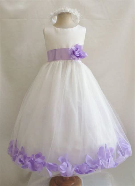 Flower Girl Dresses Ivory With Lilac Rose Petal Dress