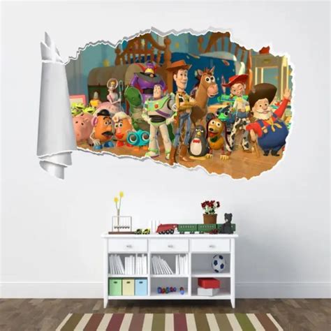 Toy Story Woody Buzz Lightyear 3d Torn Hole Ripped Wall Sticker Decal
