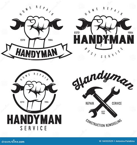 Handyman Labels Badges Emblems And Design Elements Carpentry Related