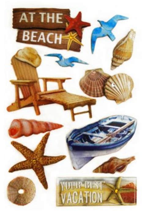 Beach stickers available at scrapbook.com. Handmade Glitter Sticker Scrapbooking Tropical Vacation ...
