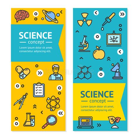 Vector Science Research Horizontal Banners Posters Card Set Template