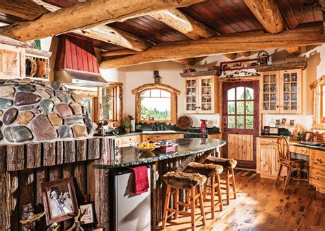 A Western Red Cedar Log Home In Montana Rustic Country Kitchens Home
