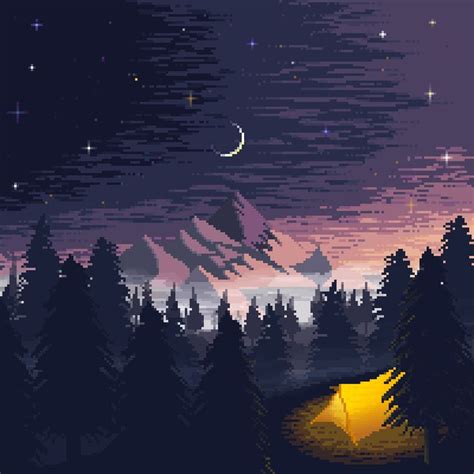 It8bit — Night Skies Pixel Art By Sonreir Blah Ig In 2021 Pixel