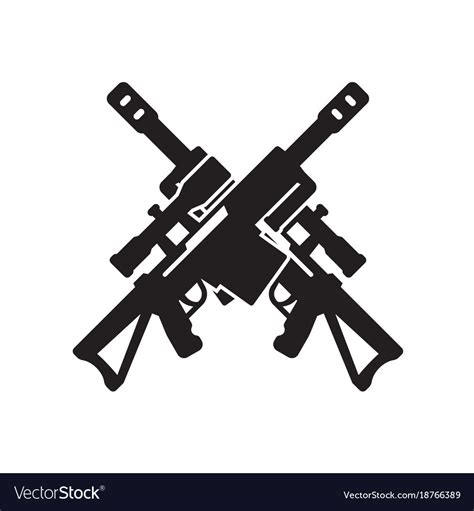 Sniper Rifle Icon Two Crossed Guns On White Vector Image