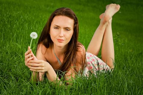 Premium Photo Beautiful Girl On Grass