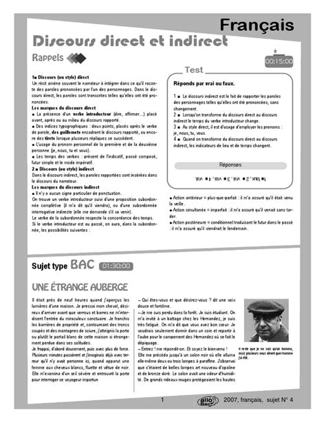 Exercice Discours Direct Indirect Indirect Libre - Discours direct et indirect.pdf | Verbe | Phrase