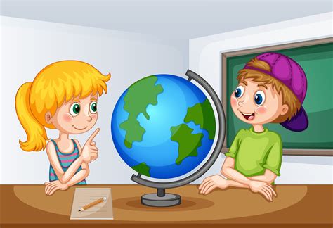 Boy And Girl Studying Geography 431321 Vector Art At Vecteezy