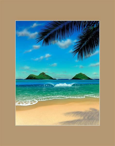Paradise Matted Print By Hawaii Artist Thomas Deir Beach Scene