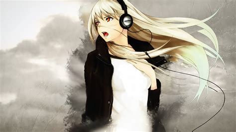 584343 Anime Anime Girls Blonde Headphones Long Hair