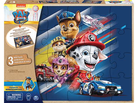 Spin Master Paw Patrol Movie Holzpuzzle 3er Set Puzzle Mehrfarbig