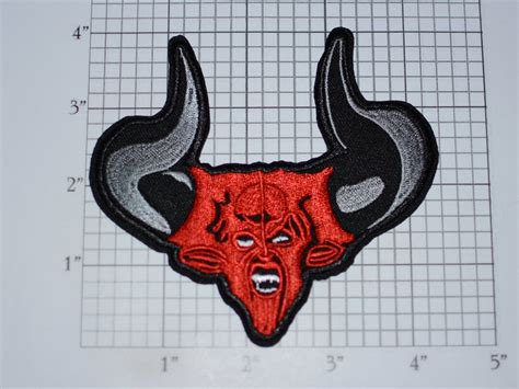Red Devil Demon Satan With Horns Iron On Embroidered Patch For Etsy