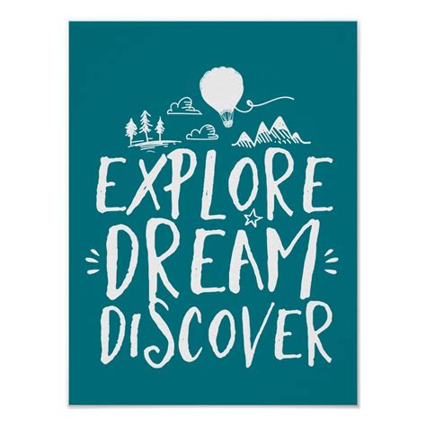 Explore Dream Discover Travel Quotes Poster Zazzle
