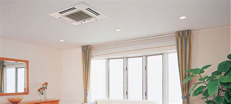 It also has the ceiling ductless air conditioner cassette design that has a convenient, inconspicuous climate system that you operate with the infrared wireless remote control or wired controller mounted to the wall. Ceiling Mounted Air Conditioner - Mitsubishi Electric ...