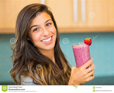 Woman With Smoothie Stock Image Image Of Juice Berry 34109189