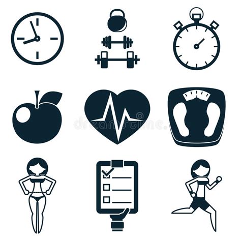 Sport Fitness And Health Isolated Icons Set Stock Vector Illustration