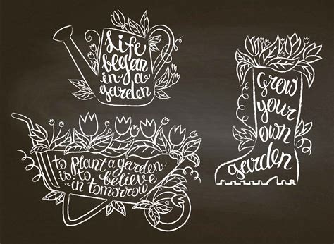 Download Collection of chalk contour gardening placards with ...
