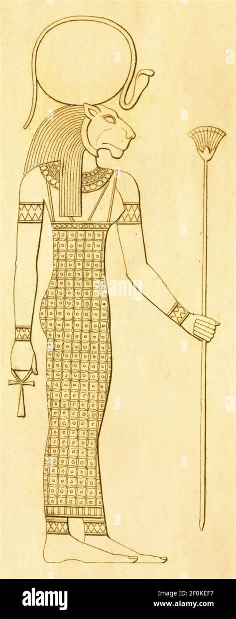 19th Century Illustration Of Tefnut Ancient Egyptian Goddess Published In Systematischer