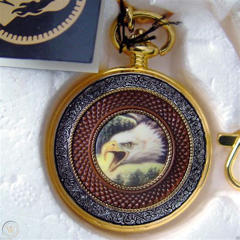 Franklin Mint The Bald Eagle Pocket Watch By Ted Blaylock Wcase